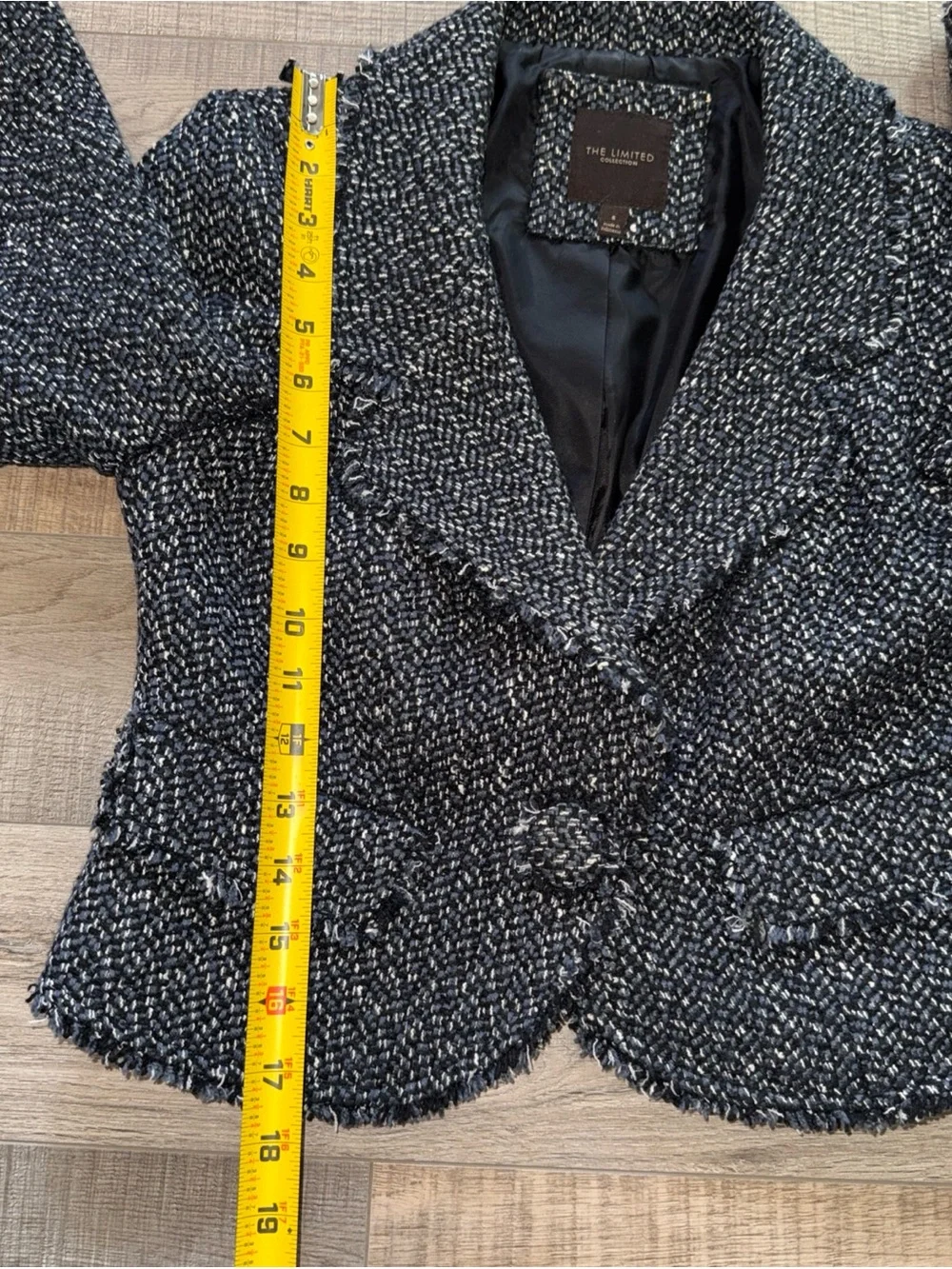 The Limited Women's Black & Gray Tweed Cropped Jacket size small